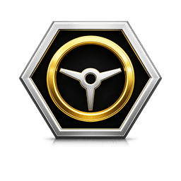 HeXA Rides official logo — silver hexagon with gold ring and steering wheel