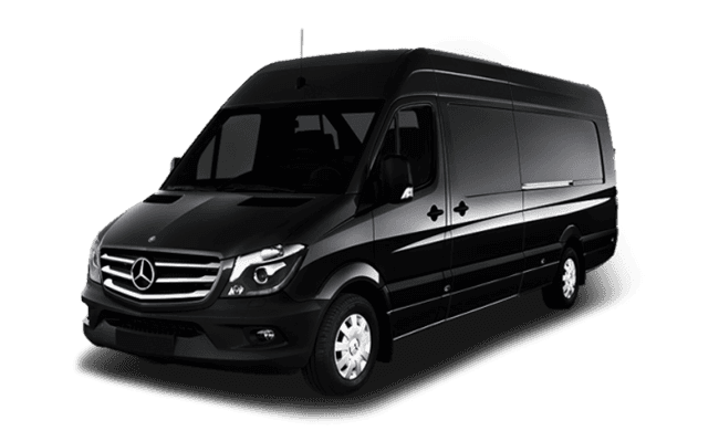 Black Mercedes Sprinter luxury van — HeXA Rides group transportation
